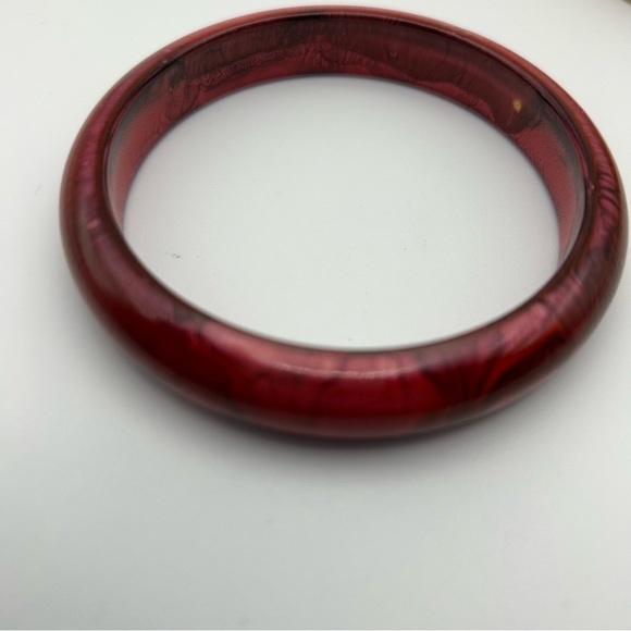 Vintage Magenta Red Purple Pink Wood Painted Classic Slim Bangle - Picture 12 of 13